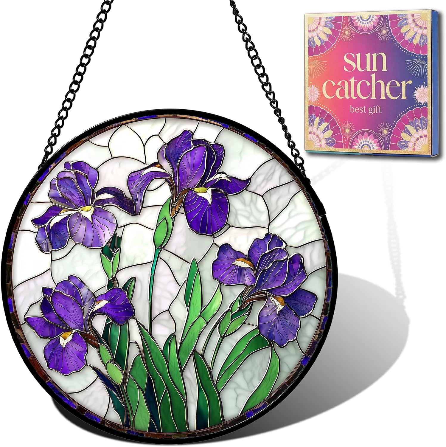 Birthday Gifts for Women - Yellow Daffodils Faux Stained Glass Window Hanging Sun Catcher for Door Garden Acrylic Decor Mother's Day Christmas for Mom Men Nana Grandma Sisters 9.8"