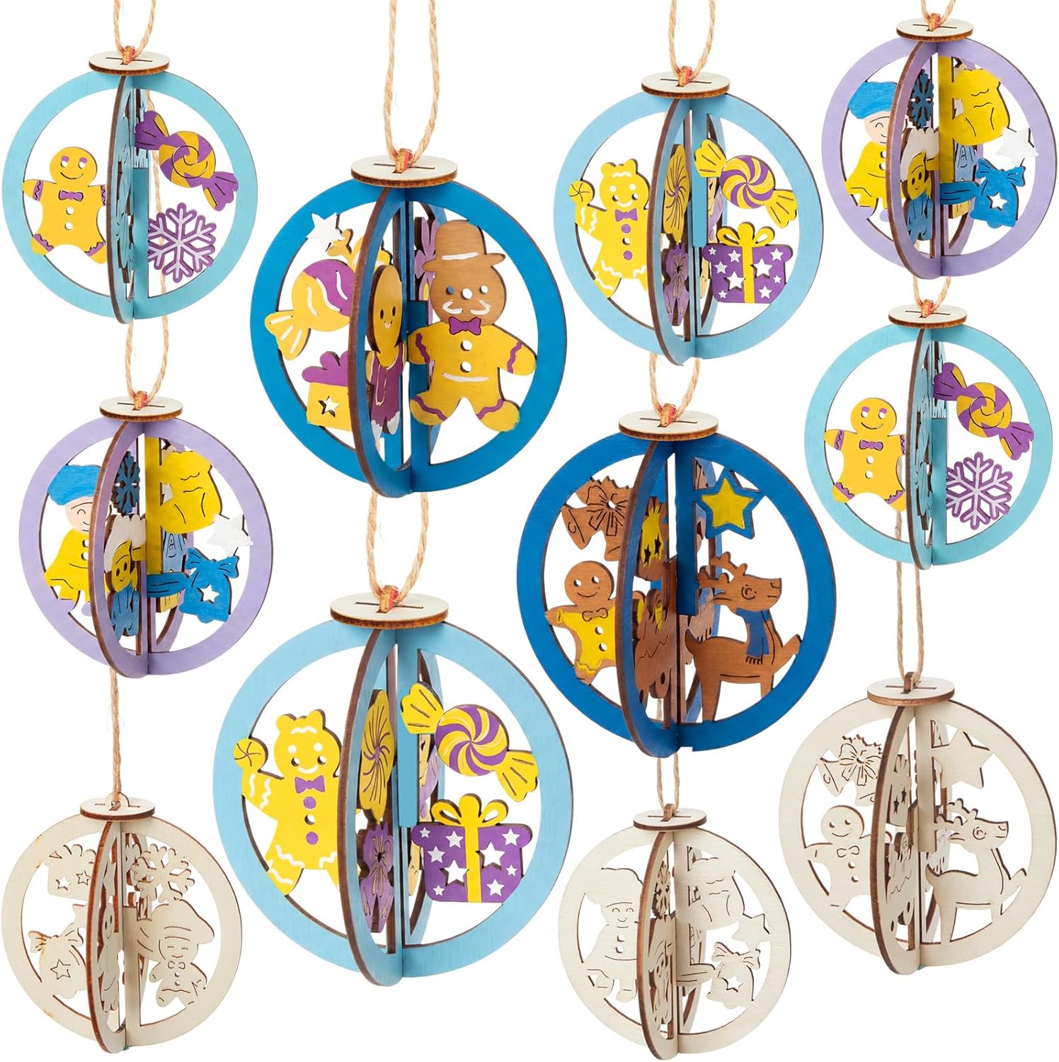 Chunful 48 Pcs DIY 3D Easter Eggs Wood Crafts to Paint, Unfinished Wooden Ornaments for Crafts, Blank Hollow Easter Hanging Egg Cutouts Wood Slice for Painting Spring Home Hanging Decor