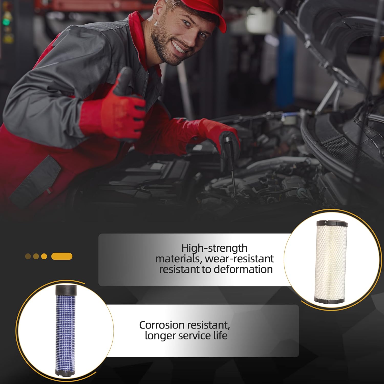 P822858&P821575 air filter set compatible with Donaldson FPG05 Air Cleaner Bobcat 6672467 PM252Z PM260Z PM272Z Replaces 11013-7044 & 11013-7045 2508301 2508304 46438 42985(set of 4)