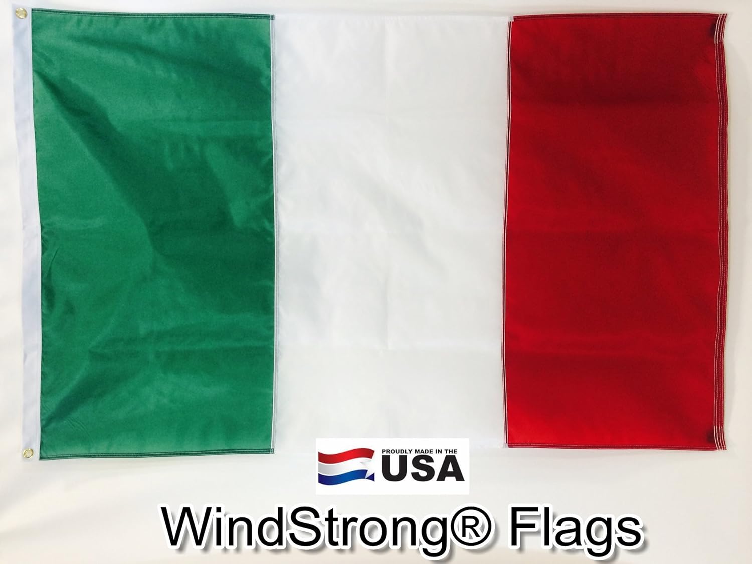 3x5 FT (Double Sided) Italy Italian WindStrong® Flag (Sewn Stripes) Deluxe Outdoor SolarMax Nylon Flag Made in the USA