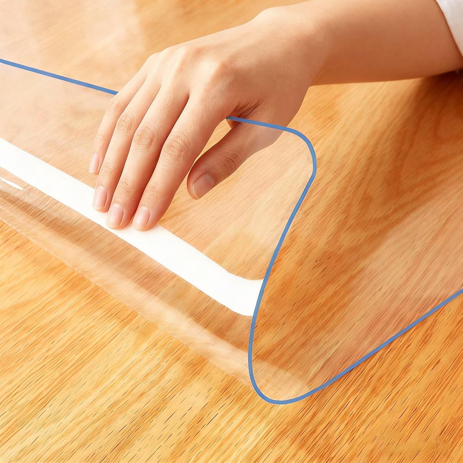 1.5mm Thick Clear PVC Table Cover Protector - 23 x 33 Inch Water Resistant Plastic Rectangular Vinyl Non-Slip Desk Pad for Coffee Table/Writing Desk