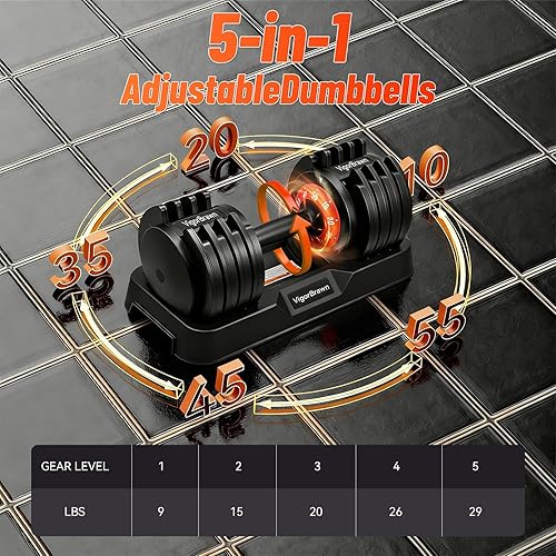 Miniatura 2 de Juego de mancuernas ajustables de 55 libras, pesas 2 en 1 con mango antideslizante, ajuste rápido de peso para gimnasio en casa, entrenamiento de