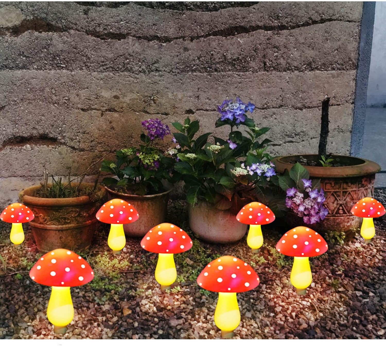 Homeleo 8-Pack Red Mushroom Solar Lights for Outdoor Garden Decor
