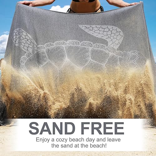 Miniatura 2 de Toallas de playa turcas de algodón de gran tamaño, 70 x 35 pulgadas, extra grandes, sin arena, de secado rápido, absorbentes, compactas, para