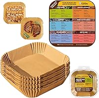 Vista 10 de Katbite Forros desechables para freidora de aire – Forros cuadrados antiadherentes de papel para freidora de aire de 8 pulgadas, papel pergamino sin