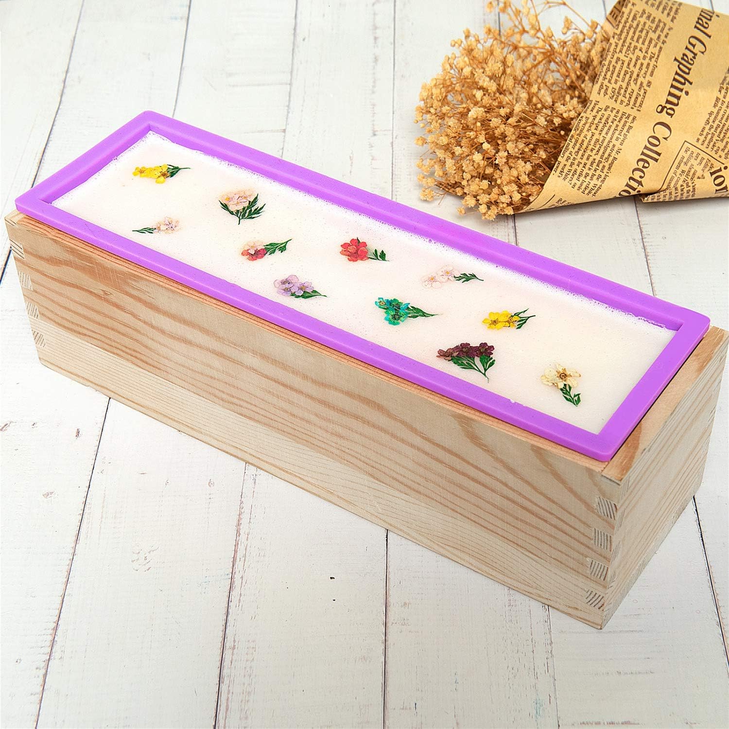 YoleShy 2Pcs Silicone soap molds Kit 42oz Flexible Rectangular Soap Silicone Mold with Wooden Boxes, DIY Tool for soap Making (Purple). : Arts, Crafts & Sewing
