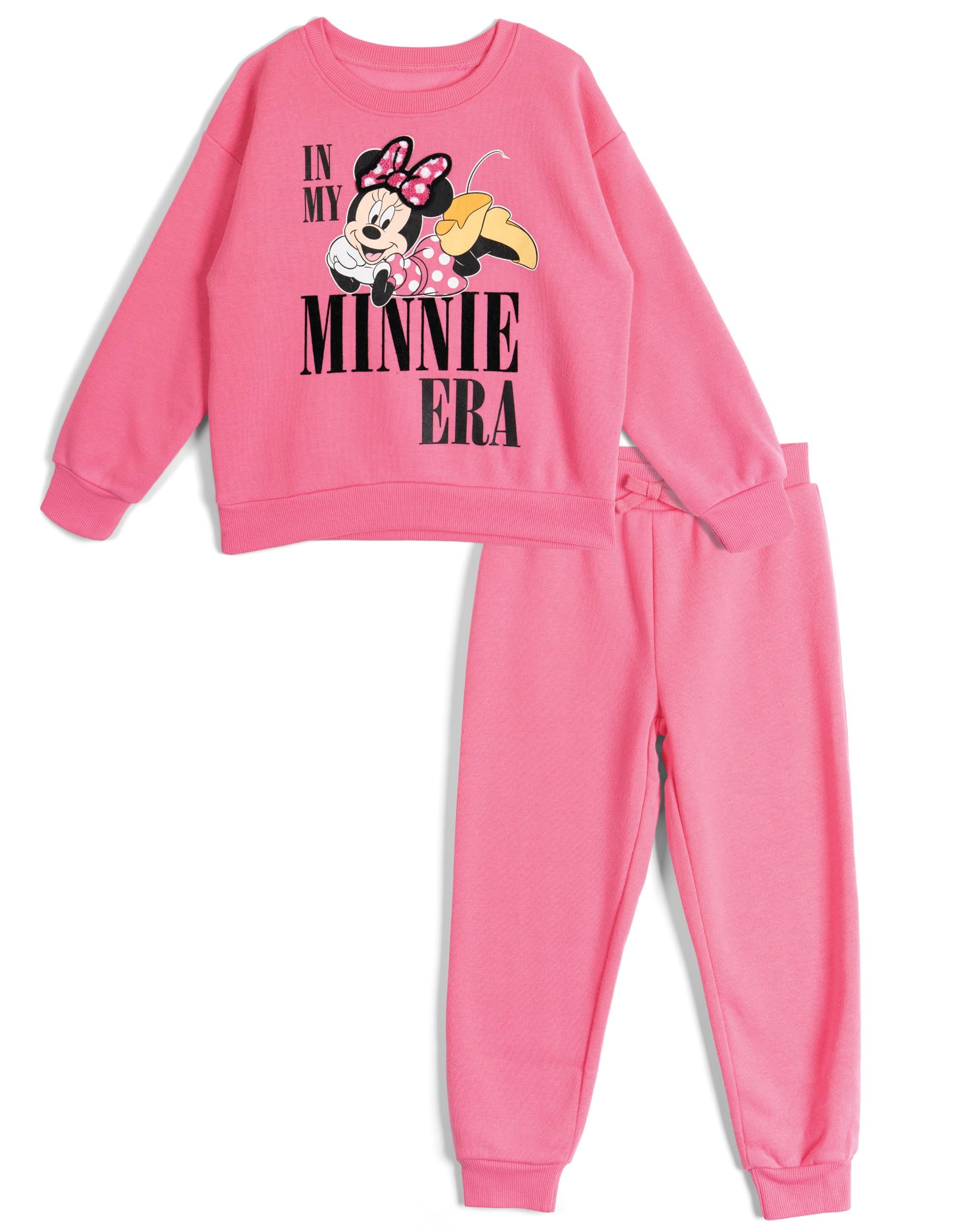 Disney Junior Girls Fleece Pullover Sweatshirt and Jogger Pants Outfit Set Toddler to Big Kid Sizes (2T - 14-16)