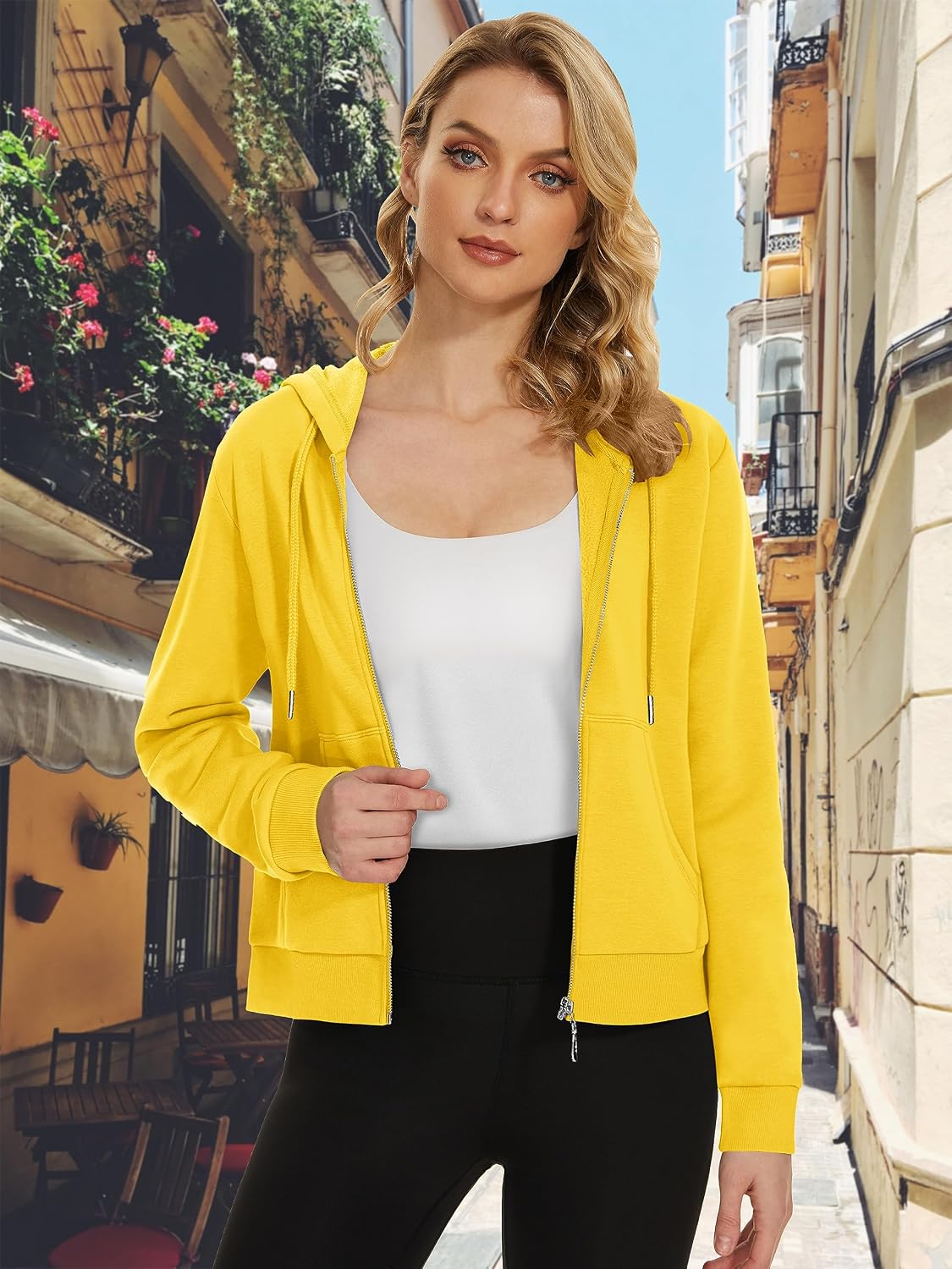 TACVASEN Women's Full Zip Hoodies Winter Warm Jackets Fleece Lined Cropped Tops