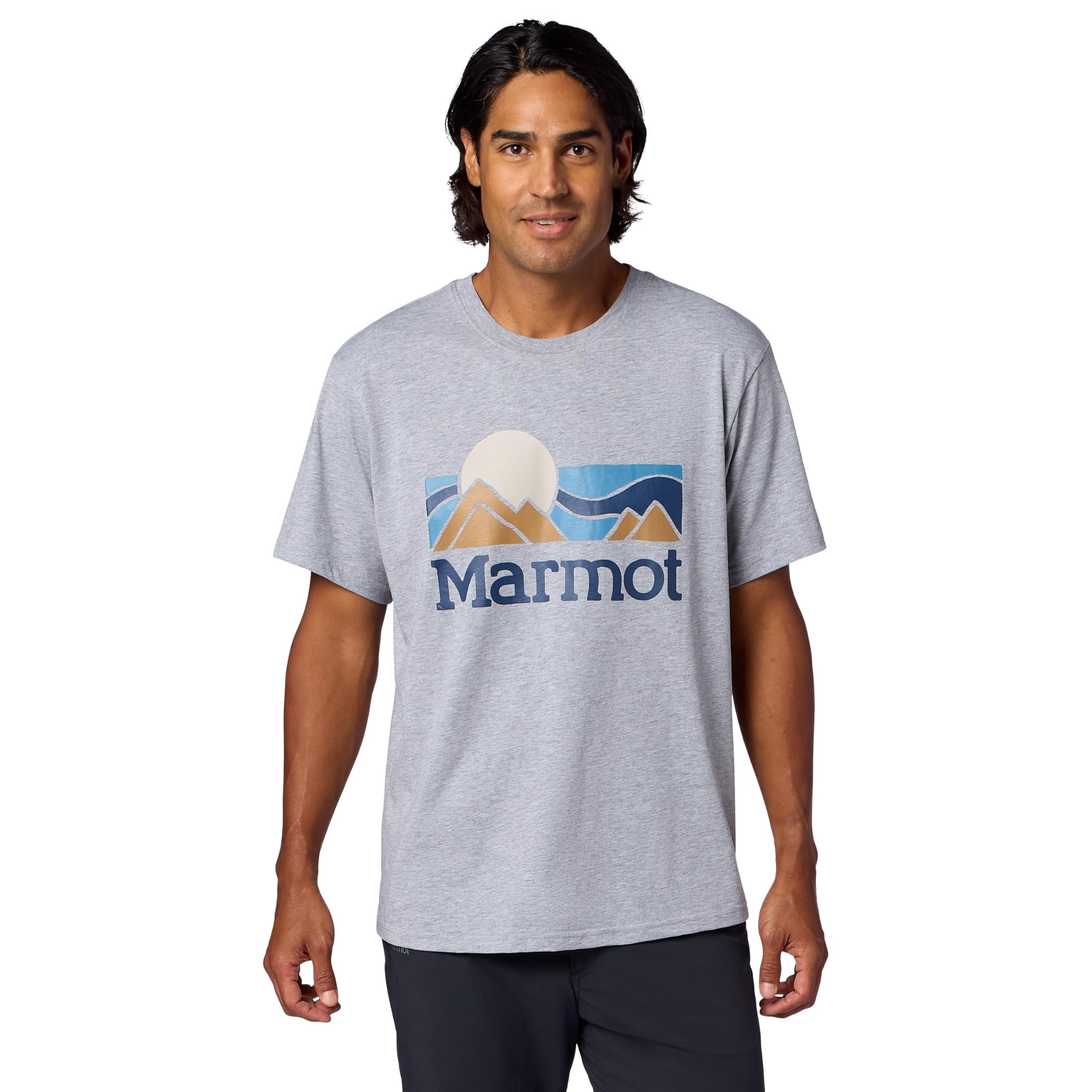 MARMOT Men's Coastal Logo Short Sleeve T-Shirt, Grey Heather, Large