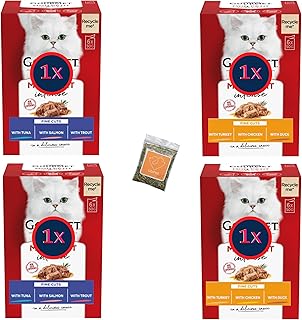 Wet Cat Food Bundle with Mon Petit Poultry and Fish Flavours Pack of 4 Total of 24 Servings x50 grams and UbiPet Catnip 5 ...