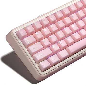 dagaladoo Pink Jade Key Cap, Double Shot PBT Key Cap Crystal Set, Ceramic Custom Key Cap Translucent, Cherry Profile Key Cap 60%/65%/75%/TKL/96%/100% US Layout Mechanical Keyboard 121 Keys