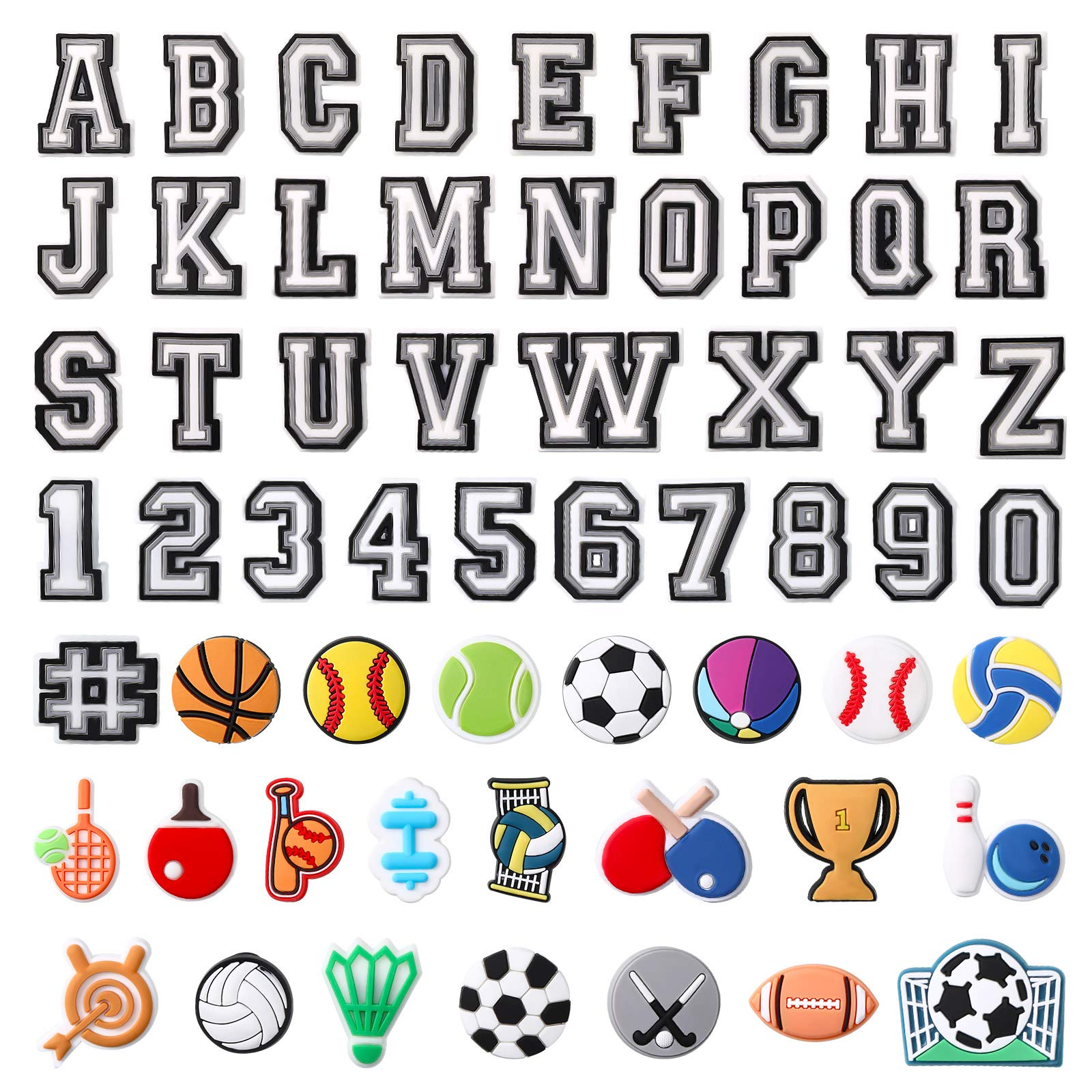 59 Pieces Letter Number Shoe Charms 0-9 Number, Alphabet ABC-Z Characters, DIY Shoes Pins for Teens Boy Girl Decor Wristbands Bracelets Shoes, Mixed Color, uncertainty