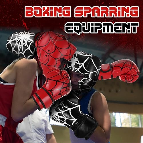 Miniatura 5 de Juego de 2 sombreros y guantes de boxeo para adultos, guantes de boxeo de 10 onzas, equipo de combate completo para artes marciales, Muay