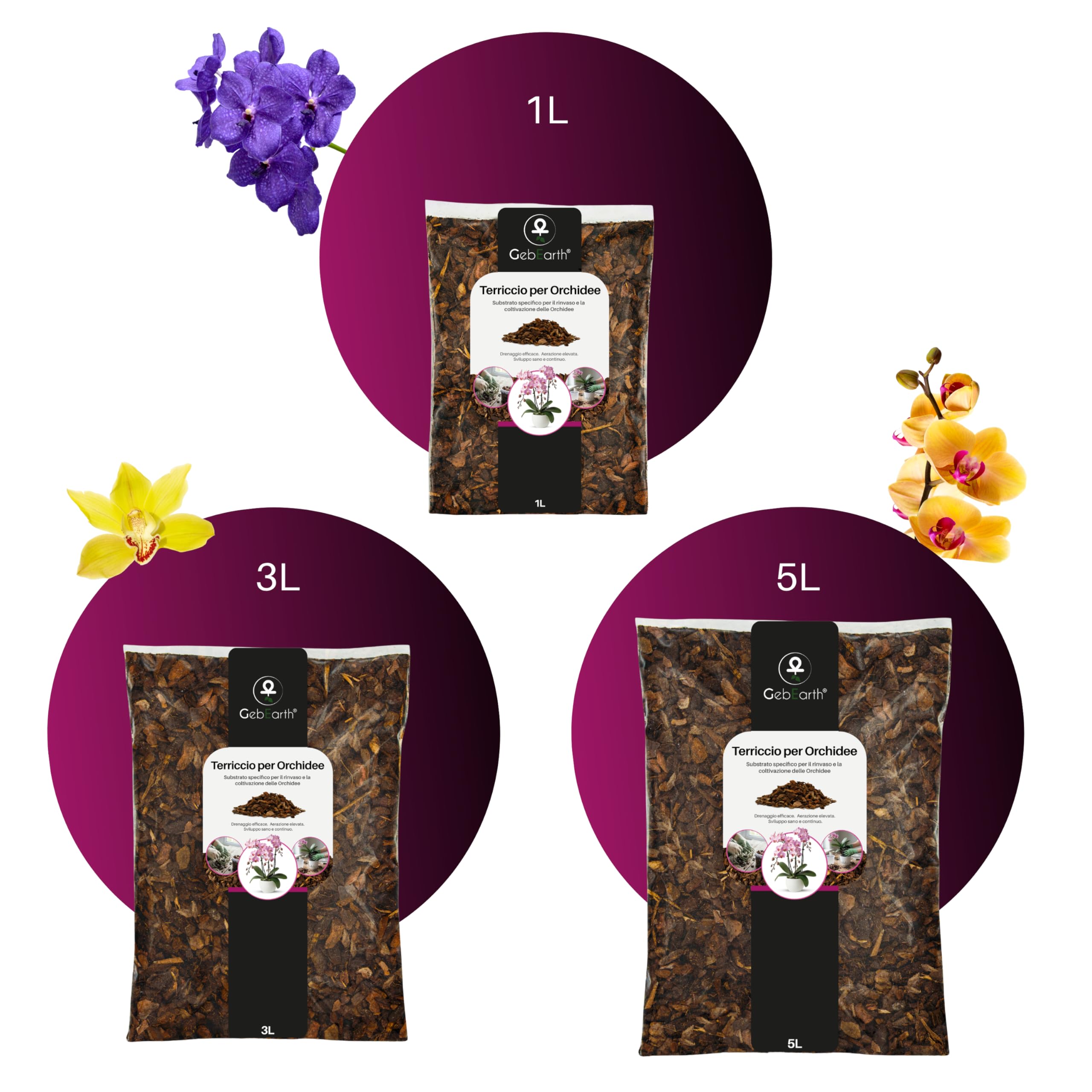 GebEarth® Terriccio per Orchidee Substrato 1L Professionale