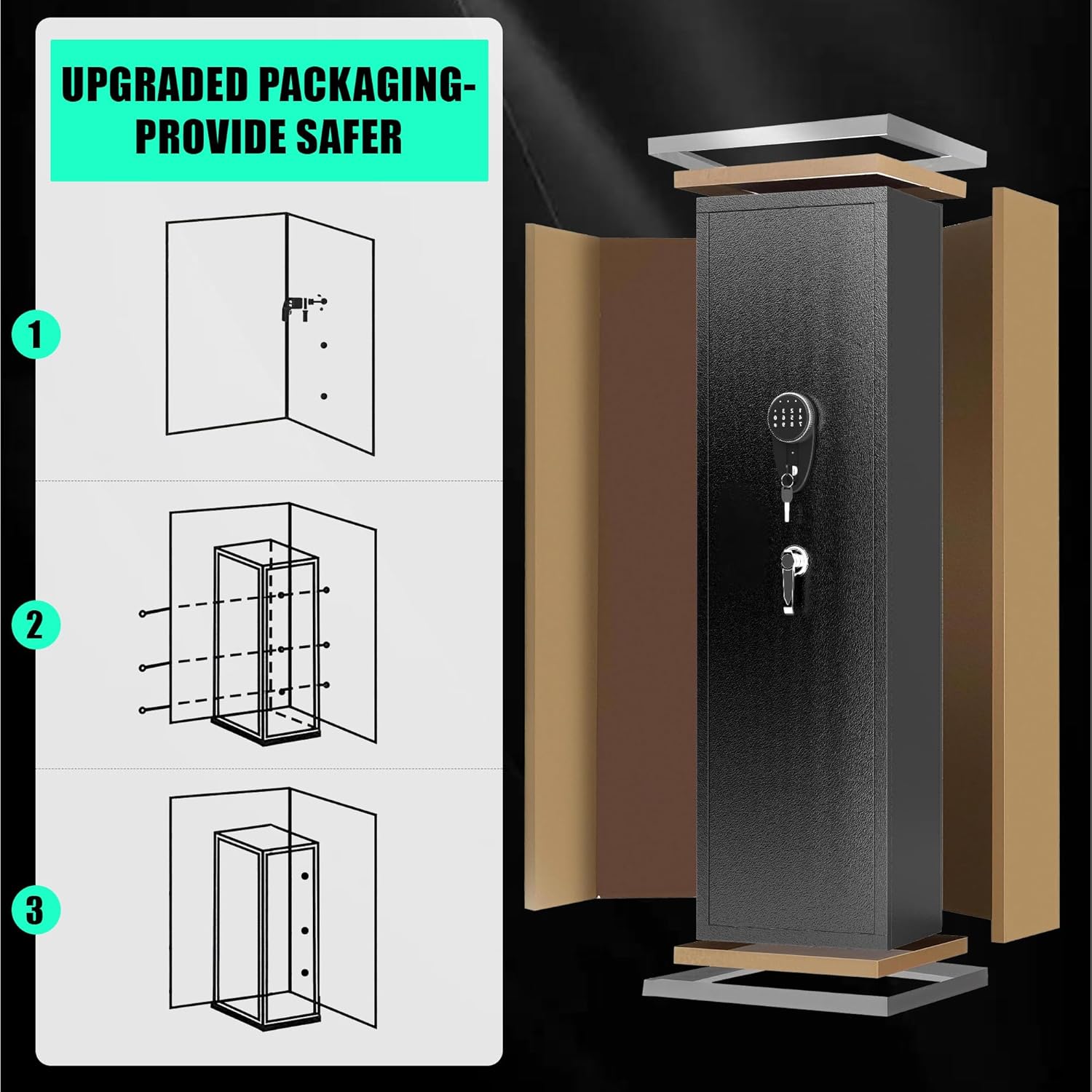 Gun Safe for Rifles and Pistols, Rifle Safe for 5 Shotguns and 7 Handguns Storage, Gun Locker with 3 Removable Gun Racks, Gun Cabinet with Digital Keypad, Gun Safe Home & Hunting for Enthusiasts