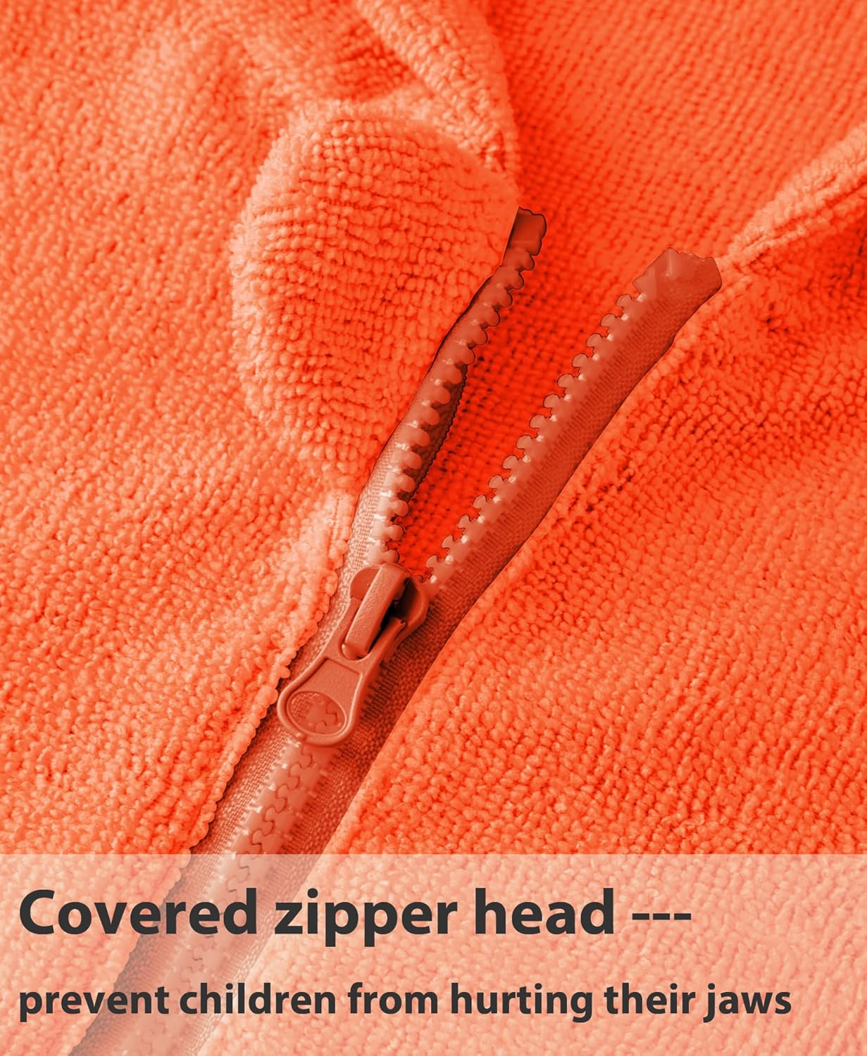 MissShorthair Hooded Towel Robe for Kid, Zipper Beach Cover Up, Swim Changing Robe for Boy, Girls Bath Towelling Poncho