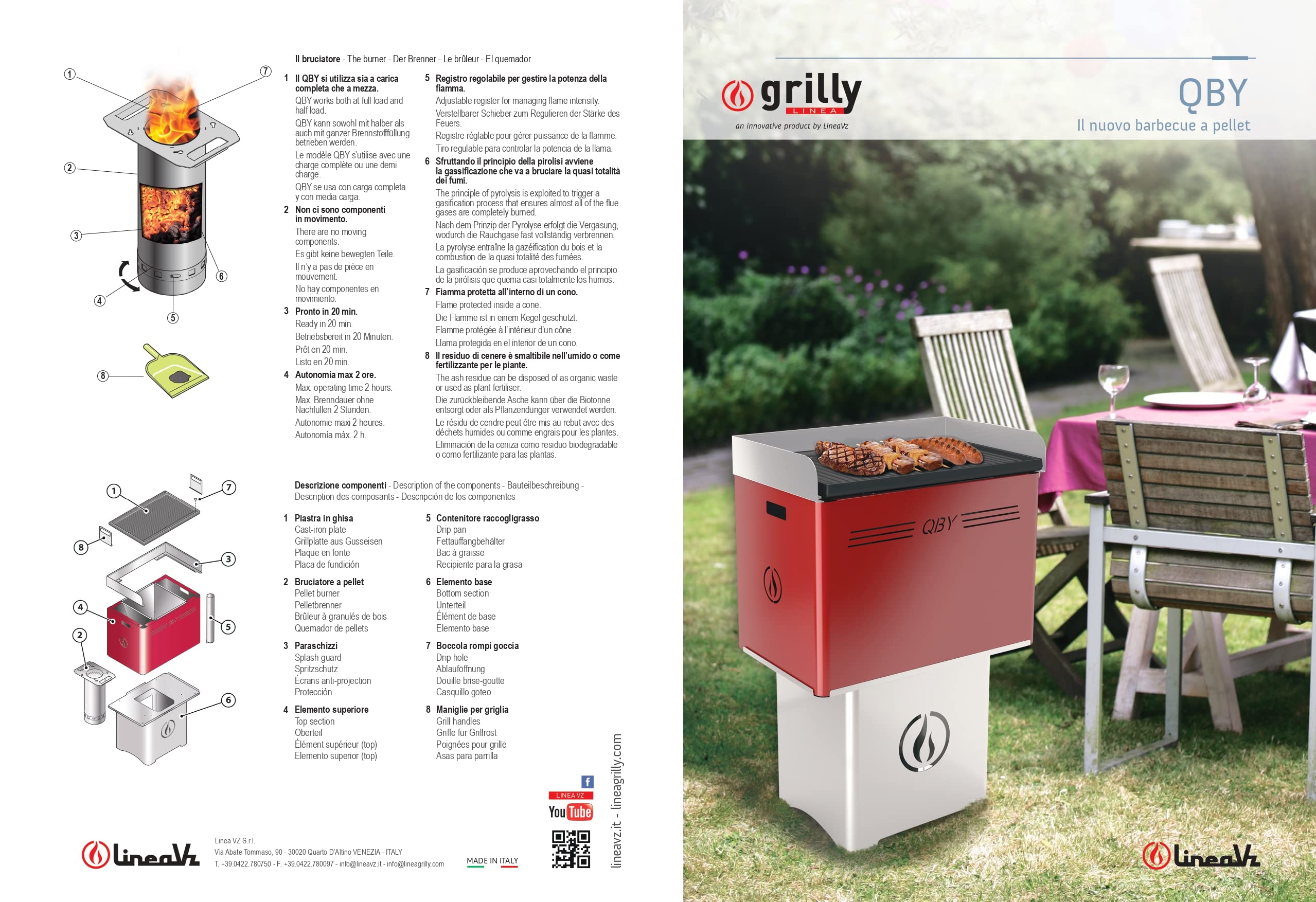 Barbecue da Giardino eTerrazzo Enjoy QBY Barbecue A Pellet On Fire Line (BORDEAUX)