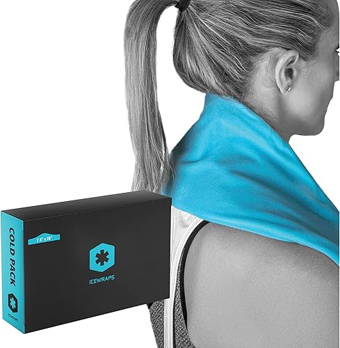 Miniatura 2 de ICEWRAPS Paquete de arcilla para terapia de frío con cubierta (extra grande de 7 x 28 pulgadas) y funda de bolsa de hielo para cuello frío extra