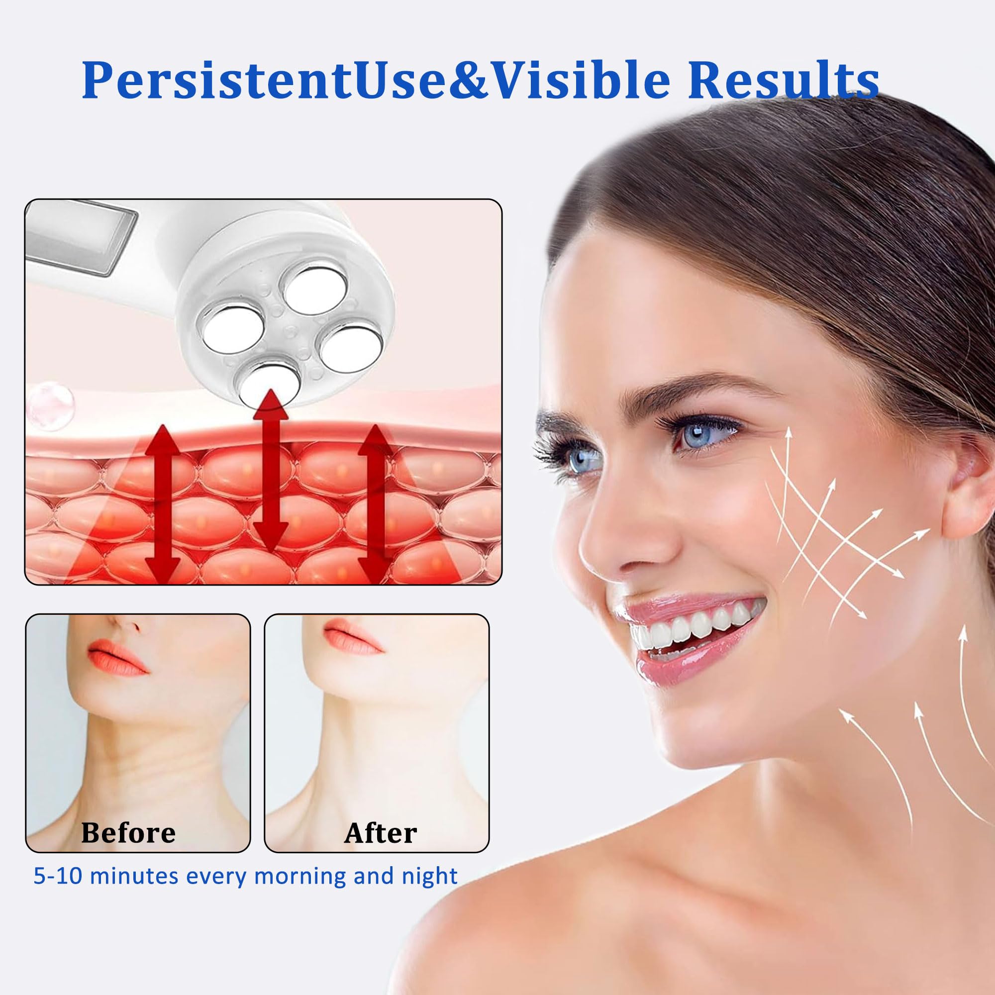 Christmas Gifts Face Lifting Device Facial Massage,Light Therapy Wrinkle Remover Skin Tightening Anti Aging Skin Rejuvenation,Skin Care Facial Cleaner,Beauty Multi Anti-Wrinkle High-Frequency EMS - Image 4