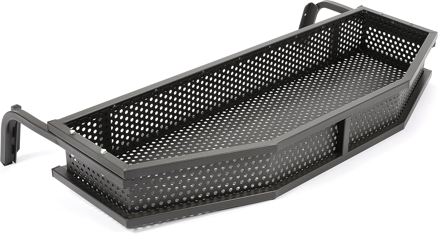 HECASA Front Cargo Basket Compatible with Yamaha G29 The Drive Golf Cart Gas OR Electric Black Steel Front Clays Goods Mesh Rack with Mouting Brackets