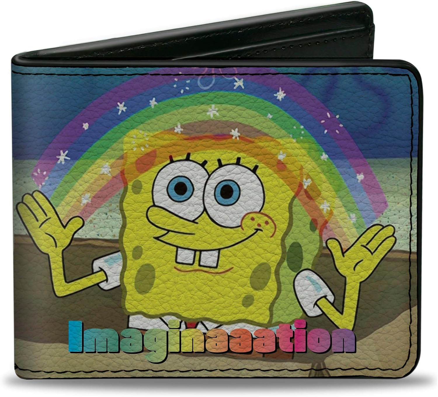 Buckle-Down Men's Bifold Wallet, Spongebob Squarepants, 4.0" x 3.5"