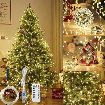 Cascading Twinkle Lights for Christmas Tree, Christmas Tree Waterfall Lights, 8 Modes Cascading Tree Twinkle Fairy Lights Warm White Silver Wire Warm,2m/6.56ft 20 Strips 400 Lights