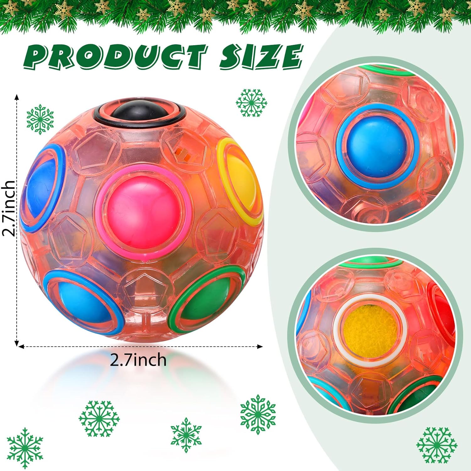 Yilloog 10 Pcs Rainbow Puzzle Magical Fidget Ball Toys Stress Reliever for Teens and Adults, Birthday Christmas Stocking Stuffers Toy