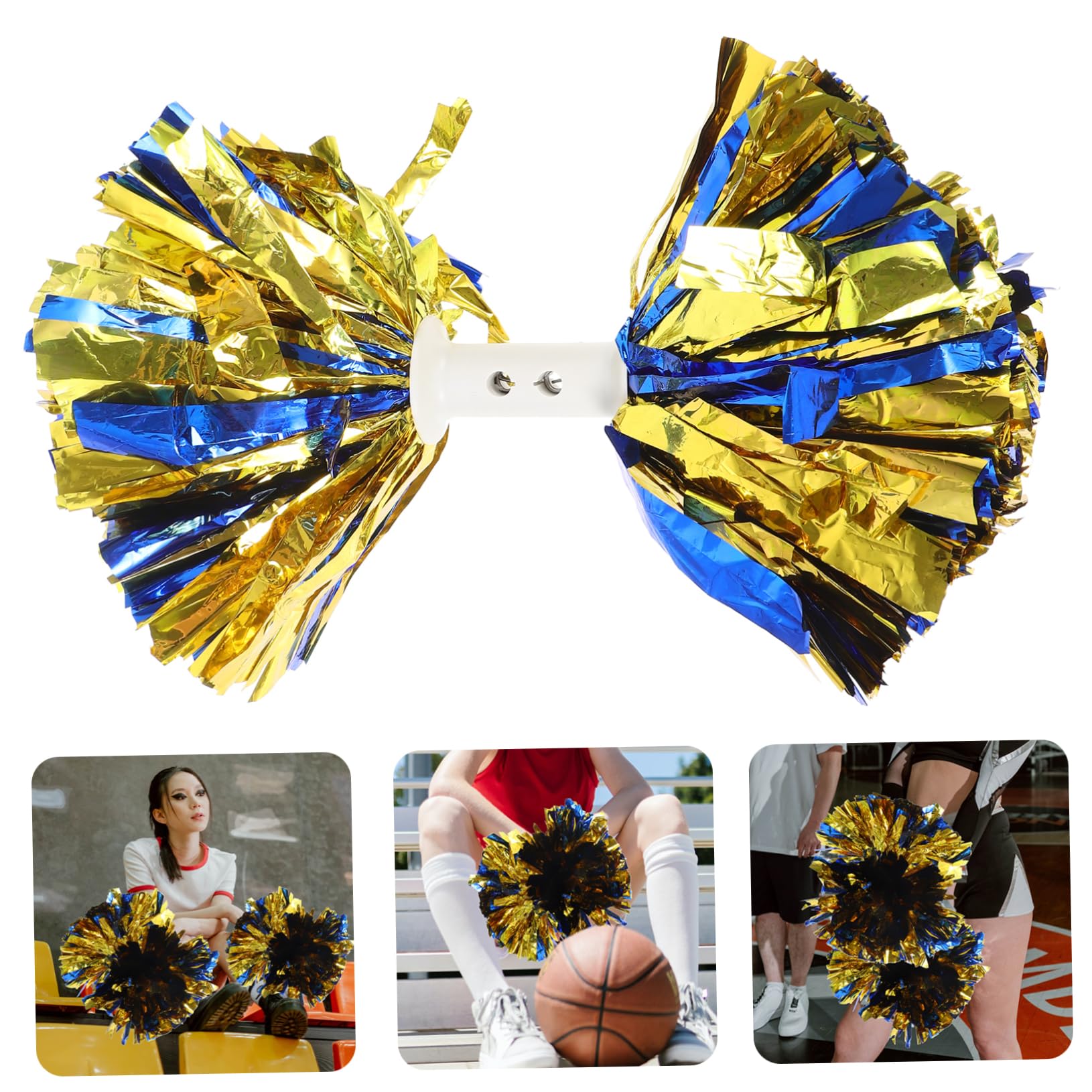 OSOLADY Cheering Pompom with Handle Durable Metallic Cheerleading Prop for Sports Events Sparkling Pom Poms for Dance Squads Support with Reliable Quality and Reusable Design