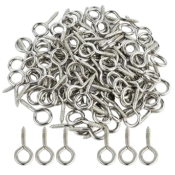 Wobe 100Pcs Small Screw Eyes Self-Tapping Screw Hooks 1 Inch Zinc Plated