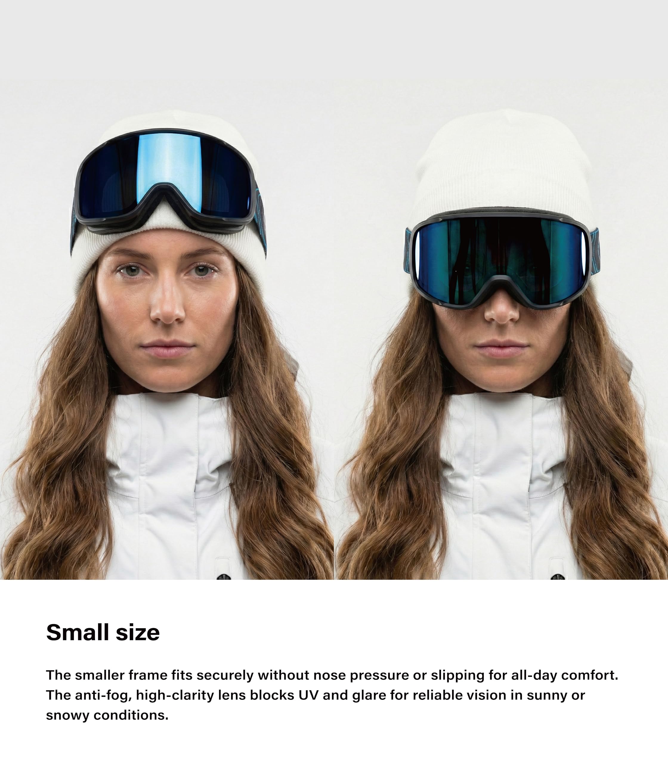 Poppy - Maschera da sci a doppio strato, anti-appannamento, protezione UV400, per uomini, donne e ragazzi