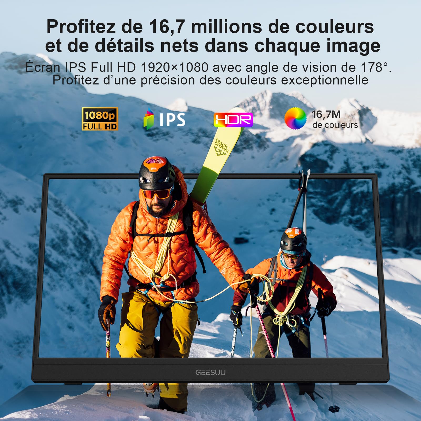Ecran Portable 15,6" FHD IPS HDR Moniteur PC Screen avec Béquille | 1080P avec Haut-parleurs USB-C HDMI pour Ordinateur Portable/PC/Mac, Deuxième Écran pour Teletravail/Nomade Digital/Gamer