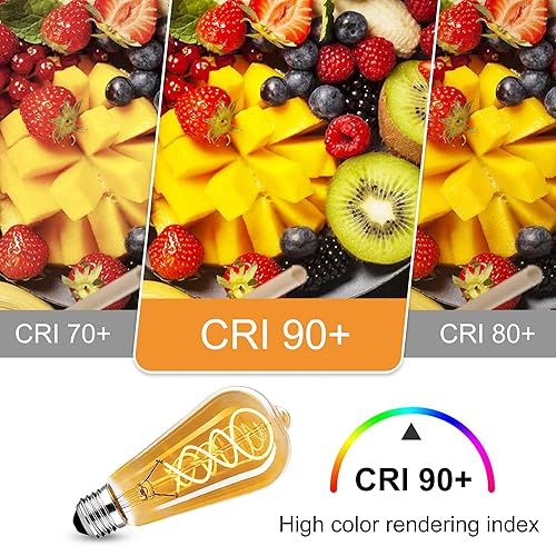 Miniatura 4 de Bombillas LED, bombillas Edison regulables 4 W, equivalente a 40 W, ST58, vintage, Edison LED, blanco cálido, filamento antiguo, vidrio ámbar,