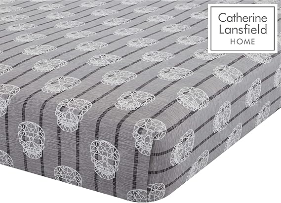 catherine lansfield skulls easy care single duvet set grey amazon co uk home kitchen
