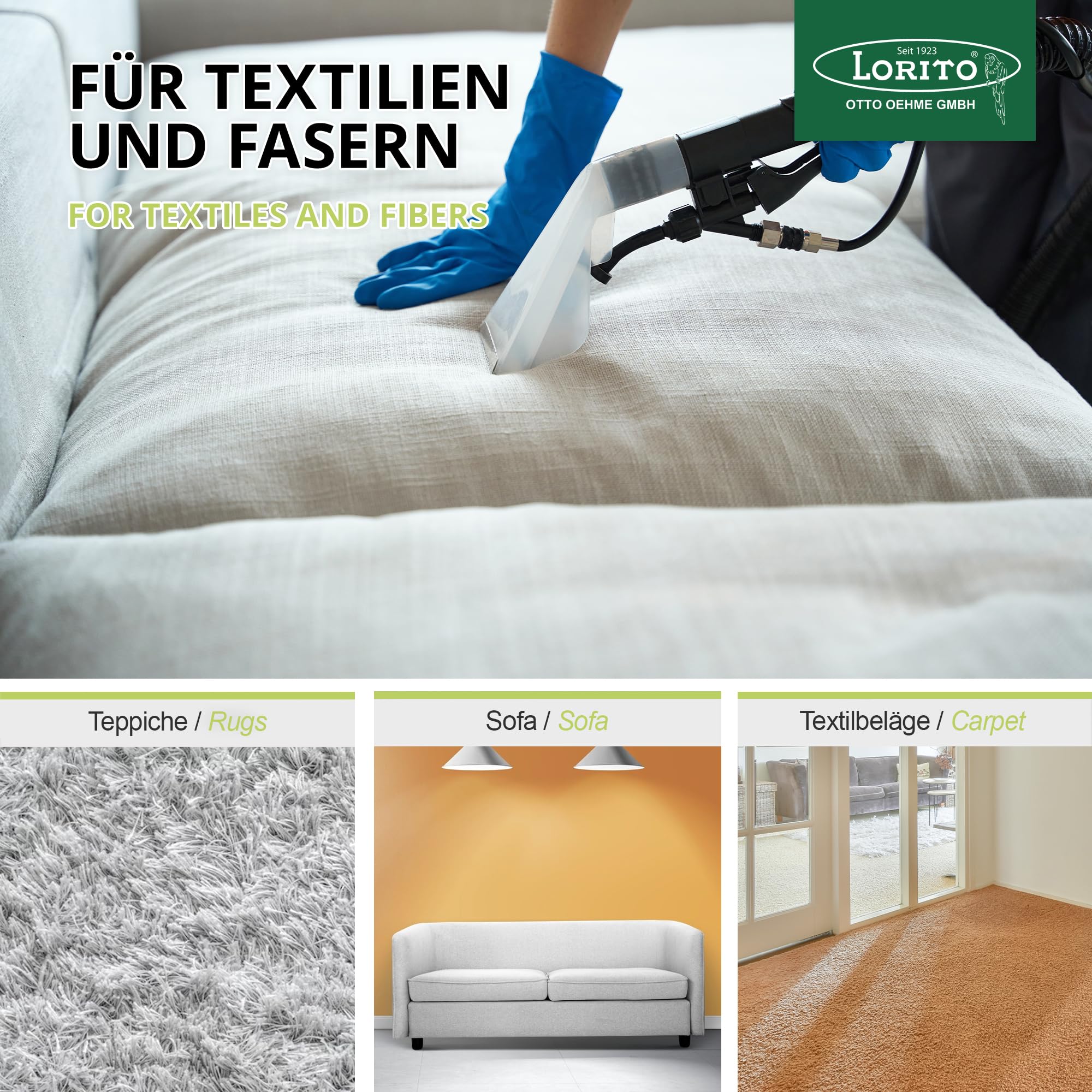 Lorito Profi Sprühextraktionsgerät für Auto, Polster, Teppich 230 V, 1200 W | Teppichreiniger Waschsauger für die effiziente Teppichreinigung, fasertiefe Wirkung, mit Frisch- und Schmutzwassertank