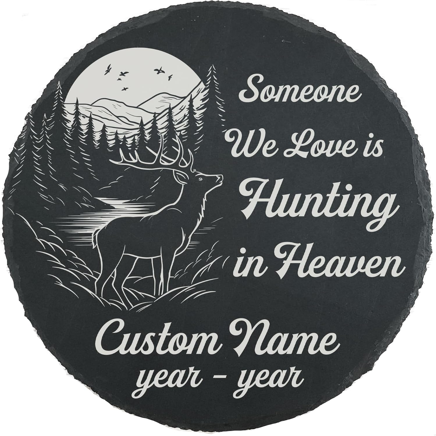 Hunting Memorial Garden Stone - Personalized Gone Hunting In Heaven Slate Stone Sympathy Gift For Loss Of Hunter Dad Husband Brother (stone 4)