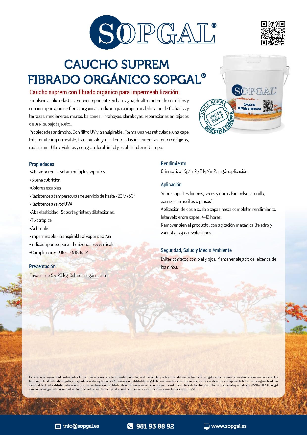 Sopgal Pintura de Caucho Suprem Fibrado (20 kg - Gris) - Resina orgánica para impermeabilizar tejados, fachadas y terrazas