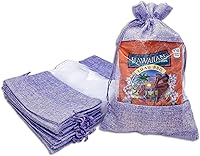 Vista 41 de 12 paquetes de grandes bolsas de regalo de arpillera de lino y organza con cordones (16.5x21.5 cm, beige/plata de lunares) - Favores de fiesta