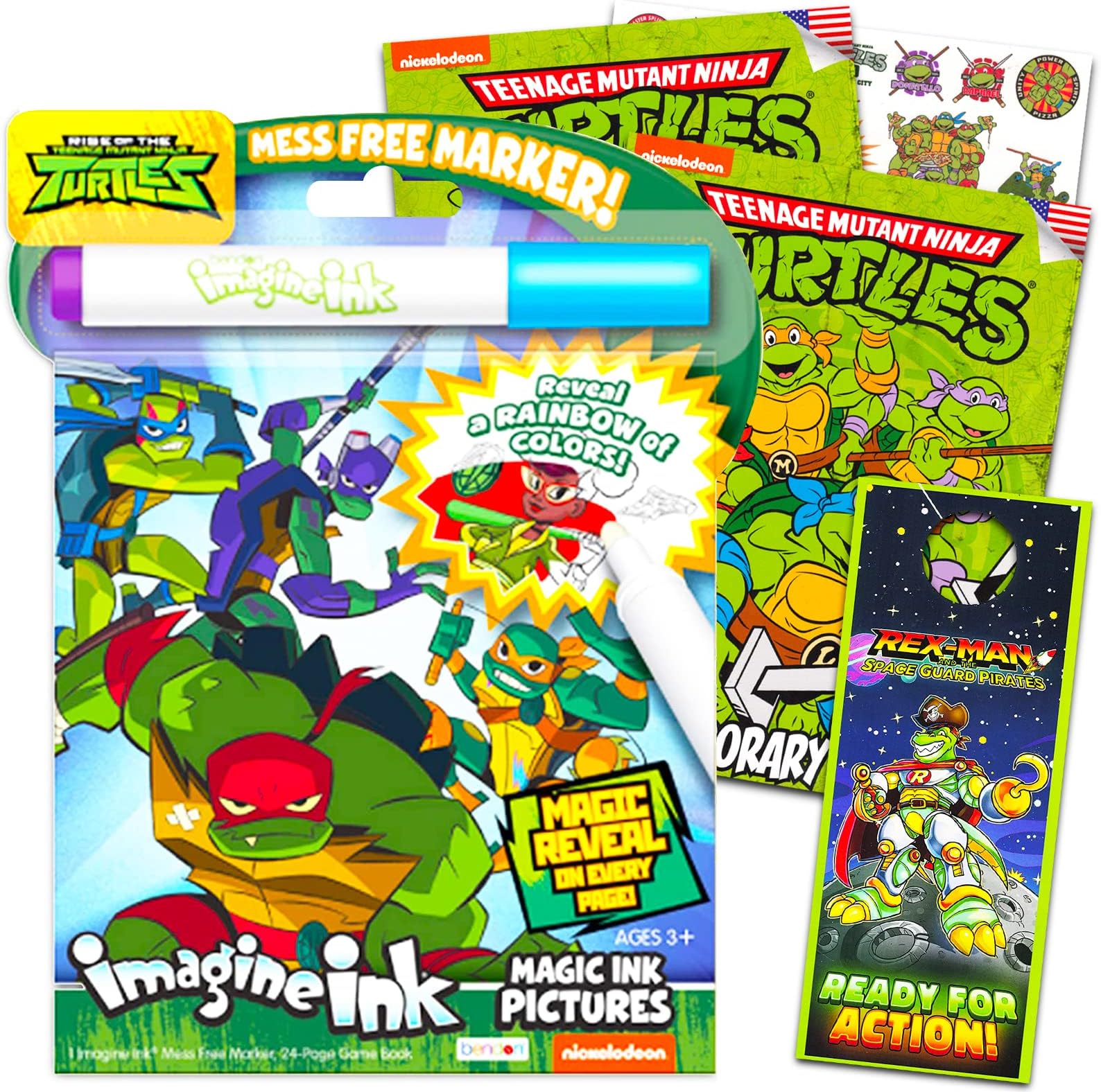 NINJA TURTLES Teenage Mutant Imagine Ink Bundle ~ TMNT Activity and Coloring Book for Kids with 50 Teenage Mutant Tattoos (TMNT Party Favors)