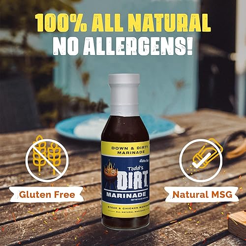 Miniatura 5 de Todd's DIRT - Adobo de botella de 15 onzas de plumón y sucio, adobo de carne y pollo, marinado gourmet que es ideal en todo, 100% natural sin MSG y