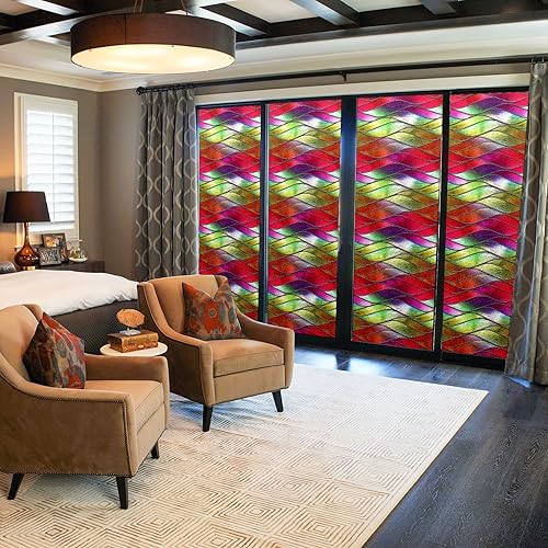 Miniatura 83 de Película decorativa de privacidad para ventana de arcoíris, película decorativa de adherencia estática para baño, oficina en casa, bloqueo UV, 17.7