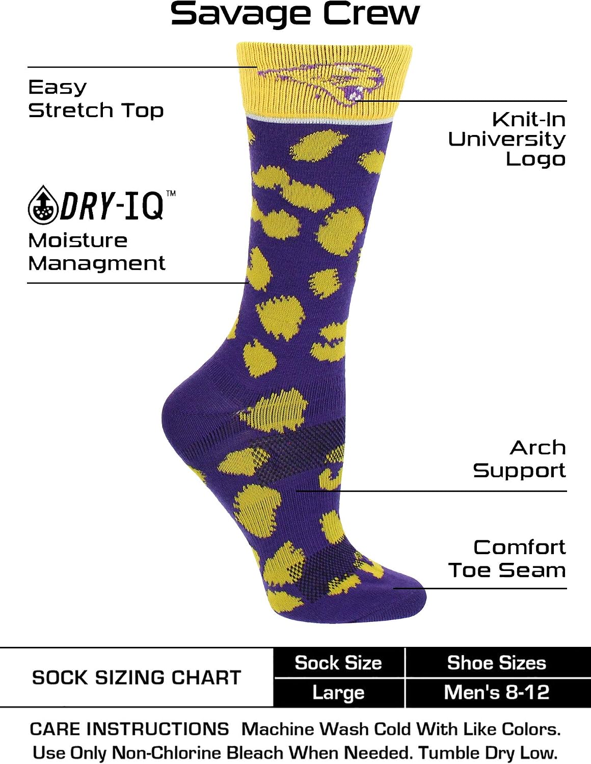 TCK Northern Iowa Panthers Socks Womens Savage Crew Socks