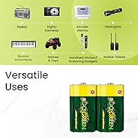 Vista 4 de GoGreen Power (24004) Baterías alcalinas D ecológicas, sin plomo, cadmio o mercurio, paquete de 2