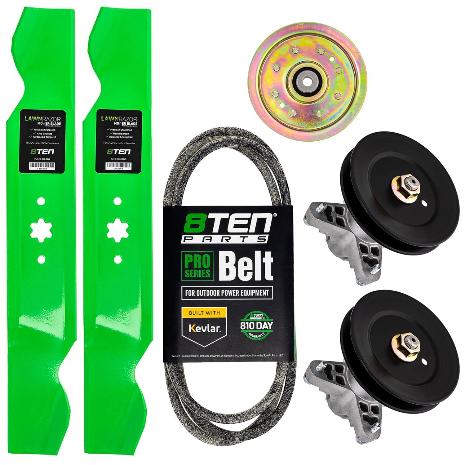 8TEN Deck Rebuild Kit Spindle Blade Belt Idler for Bolens Huskee 38 inch Kawasaki FH Series 942-0610 918-04197 954-04062