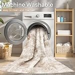 Area Rug Living Room - 9X12 Abstract Washable Large Soft Foldable Non Slip Rug Neutral Modern Low Pile Carpet for Bedroom Nursery Dining Room Farmhouse Home Office Indoor - Brown