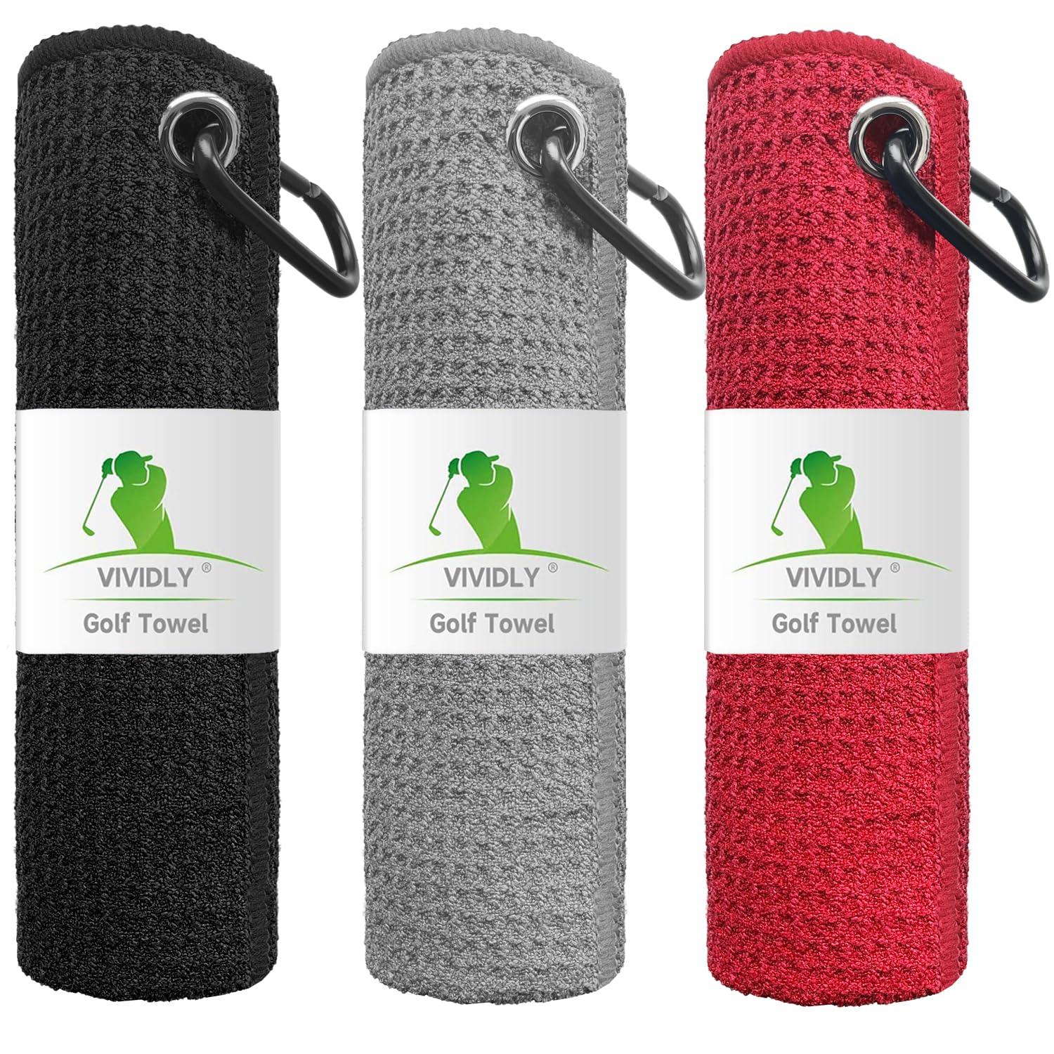 Snapklik.com : VIVIDLY 3 Pack Golf Towels (16" X 16"), Microfiber ...