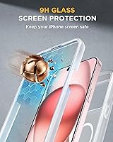 Vista 916 de Miracase Funda magnética para iPhone 14 de 6.1 pulgadas, protector de pantalla de vidrio templado integrado + protector de lente, compatible