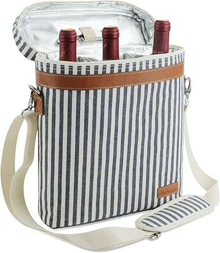 Miniatura 59 de ZORMY Bolsa de vino aislada para una sola botella, 1 botella de vino bolsa acolchada enfriador de vino perfecto para amantes del vino o regalo