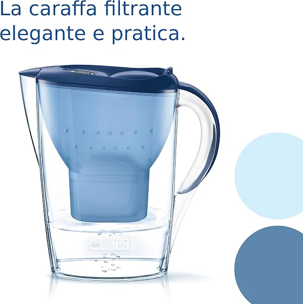 BRITA Caraffa filtrante acqua Marella Blu (2.4L) incl. 3 x BRITA filtri MAXTRA PRO All-in-1 che riduce cloro, calcare, PFAS e metalli - Eleganza e funzionalità - 2
