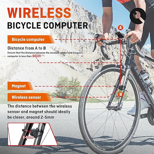 Miniatura 5 de HENMI Computadora de bicicleta, Velocímetro inalámbrico de bicicleta, Odómetro de bicicleta multifunción despertador automático, 3.35 pulgadas