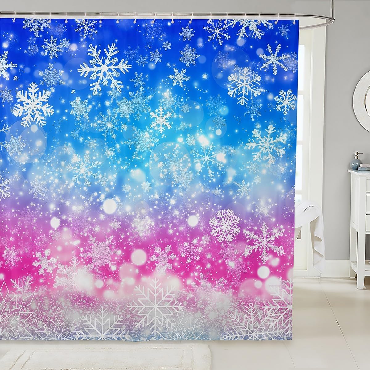 Castle Fairy Decorative Crab Silhouette Shower Curtain Waterproof Polyester Fabric,Red Crab Bath Curtain Home Bathroom Decor Hanging Curtain with Hooks 72 x 78 Inch,Machine Washable